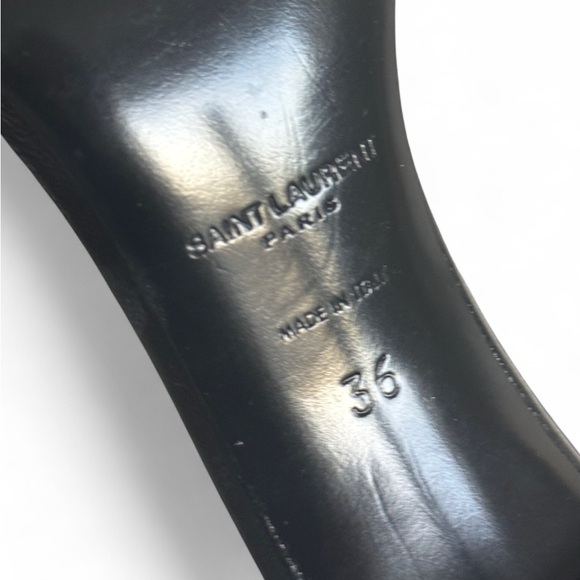 YSL Black Feather Lace-Up Stiletto Sandals - Picture 7 of 10